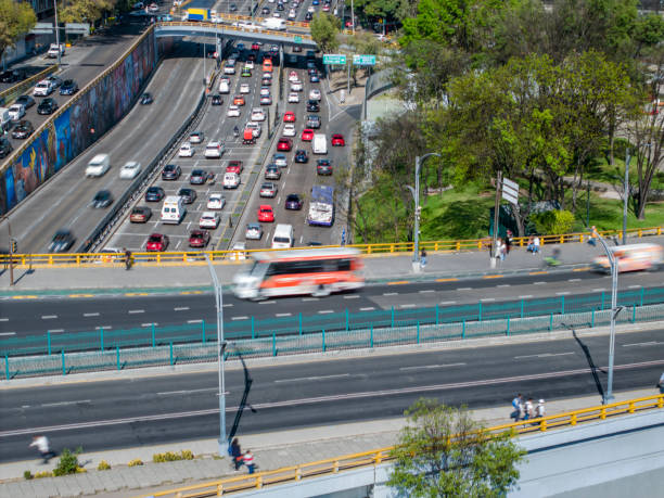 Mexico city street aerial view DF