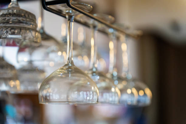 istock Champagne glasses in bar close up shot 1962387038