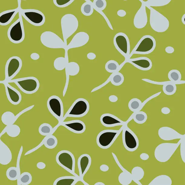 Vector illustration of Simple leaf dots on green