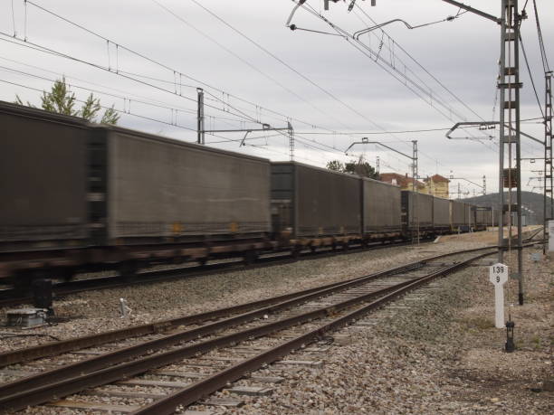 istock Freight train goes along the railway tracks 1962437515