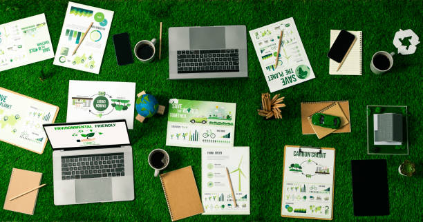 istock Business plan and research paper on reducing CO2 emission. Quaint 1962443905