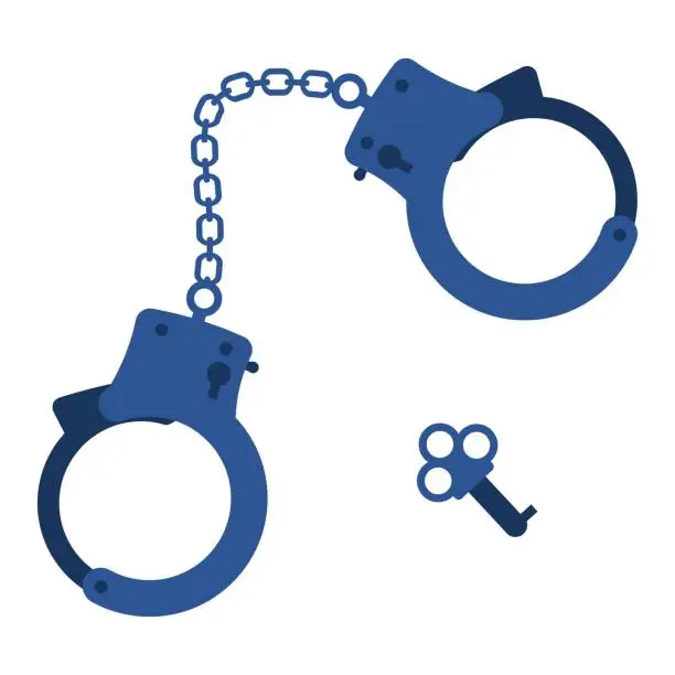 Vector illustration of Handcuffs and key isolated illustration.