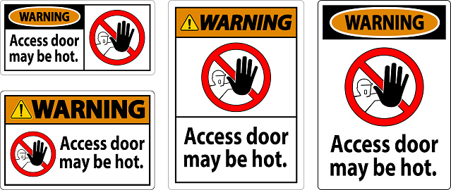 Warning Sign, Caution, Access Door May Be Hot.