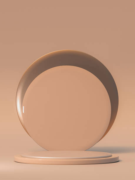 istock 3D beige minimal composition for mockup products display. Stage showcase on pedestal display beige studio 1962465556