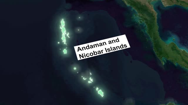 Andaman and Nicobar Islands or province of India with map revealing animation.