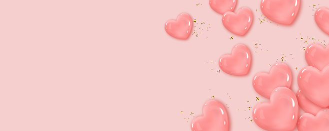 Romantic Valentine's Day background with hearts.