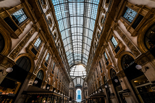 Architectural Artwork Of Gallerie Vittorio Emanuele II In Milan, Italy.