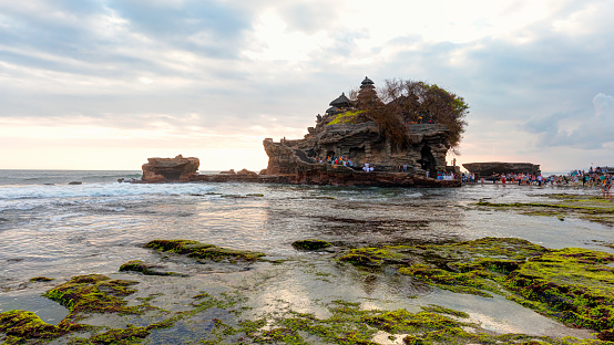 Tanah Lot Temple at sunset - Most important hindu temple of Indonesia