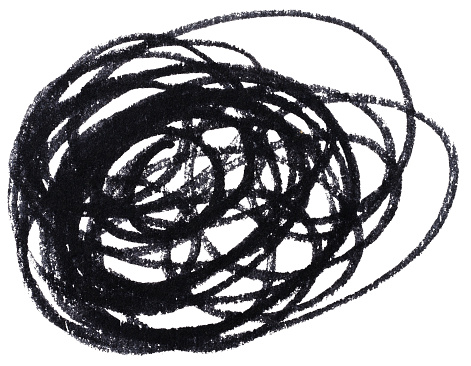 Chaotic lines with black marker, element for designer