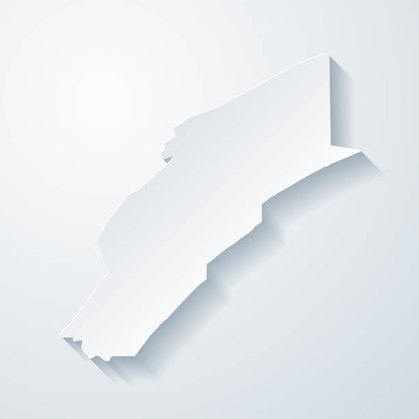 ilustraciones, imágenes clip art, dibujos animados e iconos de stock de condado de mifflin, pensilvania. mapa con efecto de corte de papel sobre fondo en blanco - lewistown