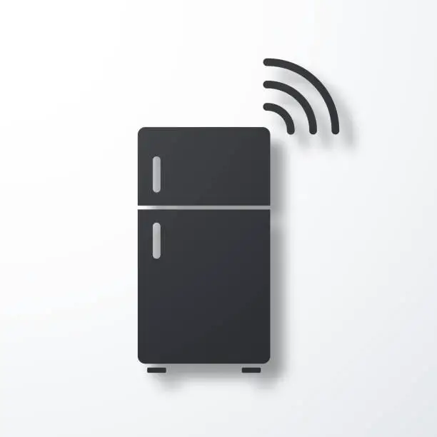 Vector illustration of Smart Refrigerator. Icon with shadow on white background