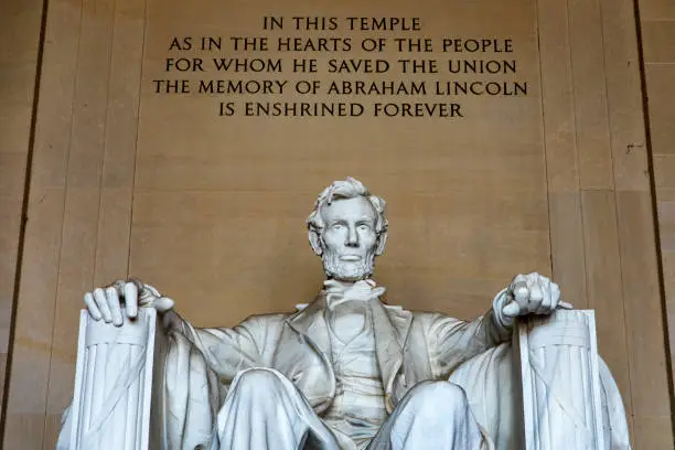 Photo of Abraham Lincoln Memorial in Washington DC, USA.