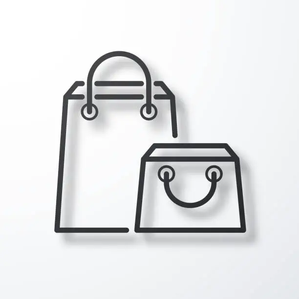Vector illustration of Shopping bags. Line icon with shadow on white background