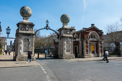 Entrance gate to the Old Royal Naval College, Greenwich, London
