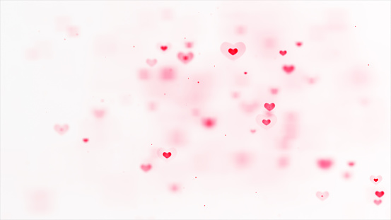 Valentine's day and Wedding Greeting Motion And Bokeh Hearts Romantic Love Relationship Soft White Background