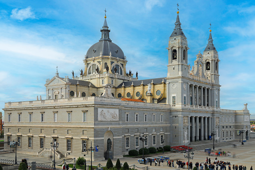 daytime view of the Almudena cathedral (Madrid, Spain).
