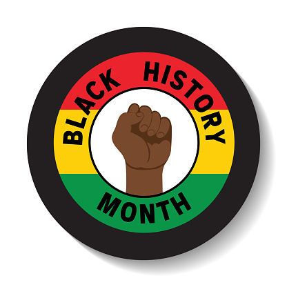 Black History Month Badge With Shadow And Icon ON A Transparent Base