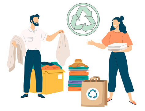 Reciclar Ropa Draw Ilustración de Reciclaje De Ropa La Moda Zero Waste Tiene Como Objetivo ...
