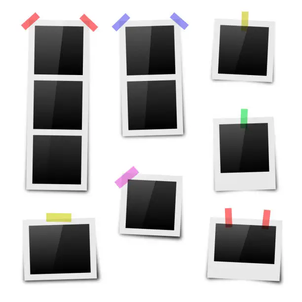 Vector illustration of Photo Frames with Adhesive Tape Vector Set.