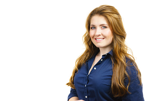 Young woman with long healthy brown hair