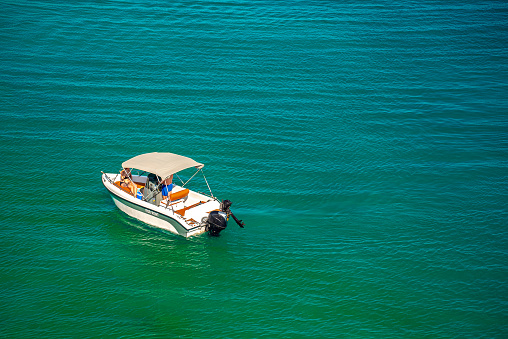 Boat for rent in the sea bay.