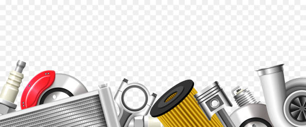 istock Auto parts border isolated on transparent background. Vector realistic illustration. 1962839904