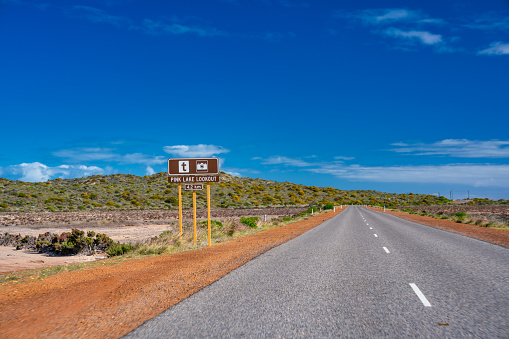 Australian road sign on Sturt Highway neat Marla South Australia with directions to Port Augusta, Glendambo and Coober Pedy