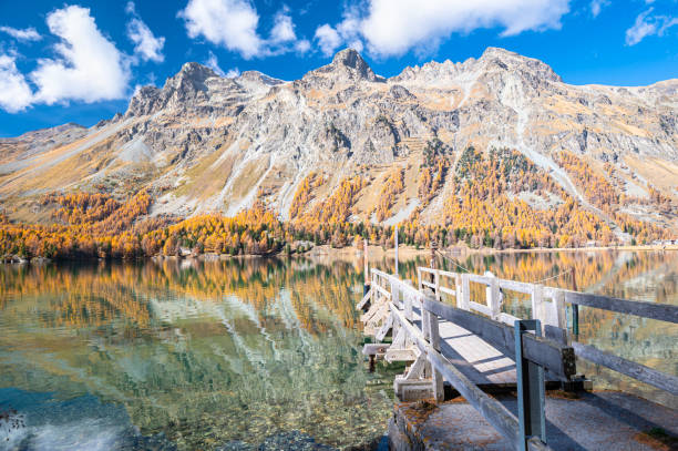 istock Wooden jetty in an alpine lake 1962863309