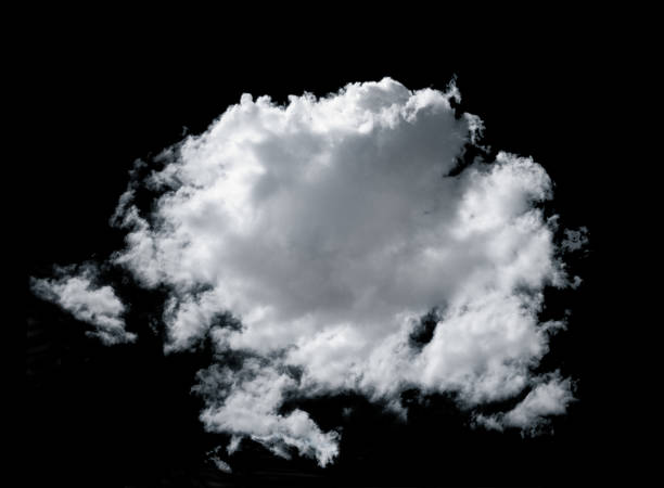 istock Circle atmospheric white cloud on black isolated background. Brush. Design element. Climate 1962865557