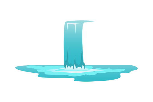 Water Falling Graphics Waterfall Vector Illustration Cartoon Clear Water Falling Down In River ...
