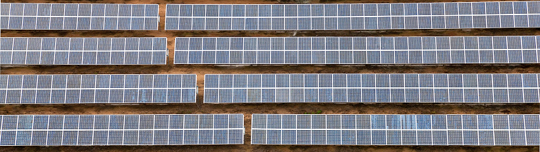 Aerial view  of solar panels - background banner image