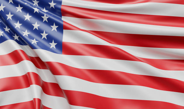 istock Waving American USA Flag Closeup - 3D Render Illustration 1962895925