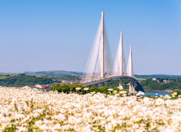 Millau, France - August 11, 2013: Designed by British architect Sir Norman Foster the Millau Viaduct is a cable stayed bridge, which carries the A75 autoroute across the River Tarn valley in southern France. The bridge was opened in December 2004 and is slightly short of 2.5 km total length.