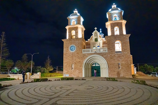 St Francis Xavier Cathedral in Geraldton at night, exterior view - Australia.