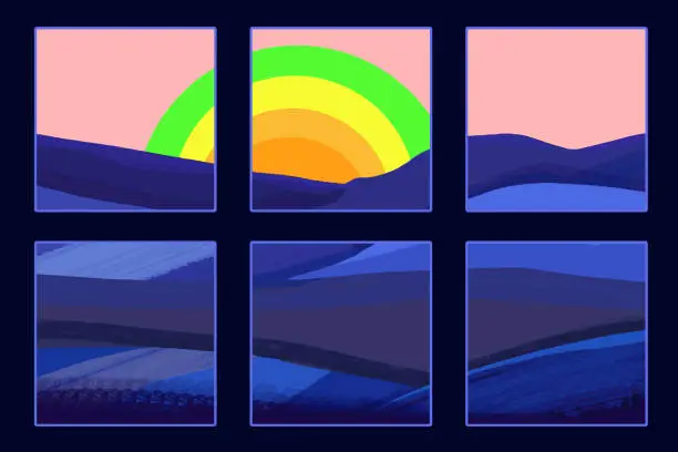 Vector illustration of Set of abstract landscape.