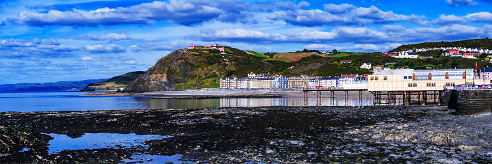 Aberystwyth coast west Wales UK. View from the coast of Cardigan Bay.