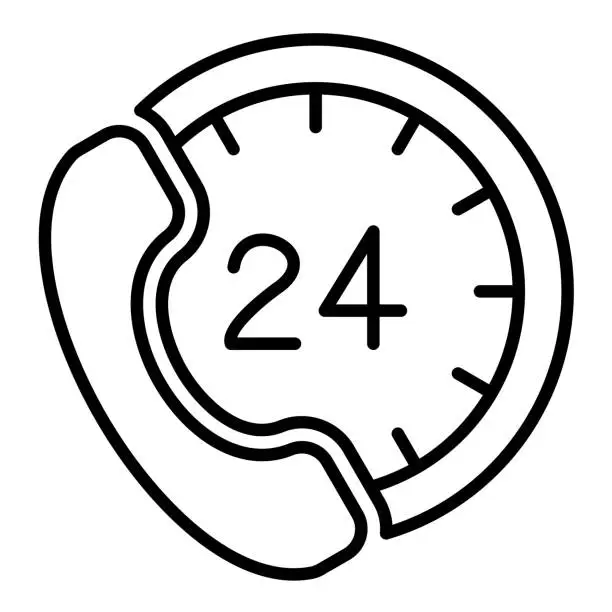 Vector illustration of 24H Support Icon