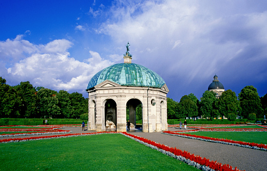 Hofgartenpalais, Diana Temple in the Hofgarten, directly after a thunderstorm, Munich, Bavaria, Germany, Europe