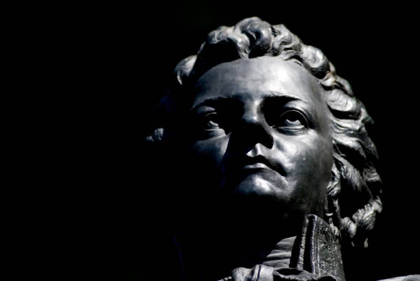 closeup of Bronce Portrait of Wolfgang Amadeus Mozart on Kapuzinerberg, Salzburg, Austria closeup of Bronce Portrait of Wolfgang Amadeus Mozart on Kapuzinerberg, Salzburg, Austria Kapuzinerberg stock pictures, royalty-free photos & images