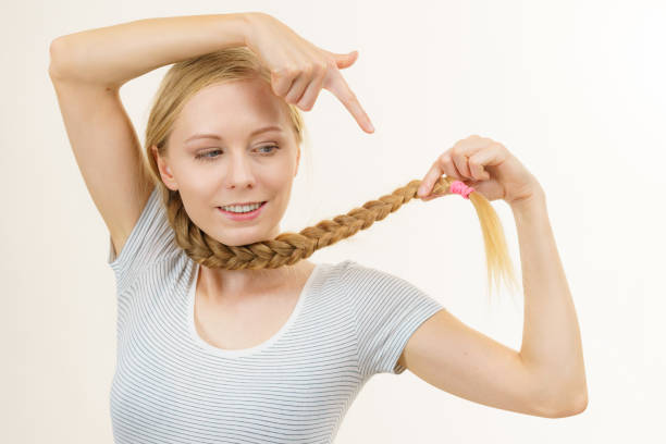 istock Blonde girl with braid hair 1963027588