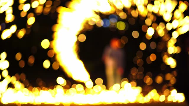 Fire Sparkles Forming Spiral Shape In The Night