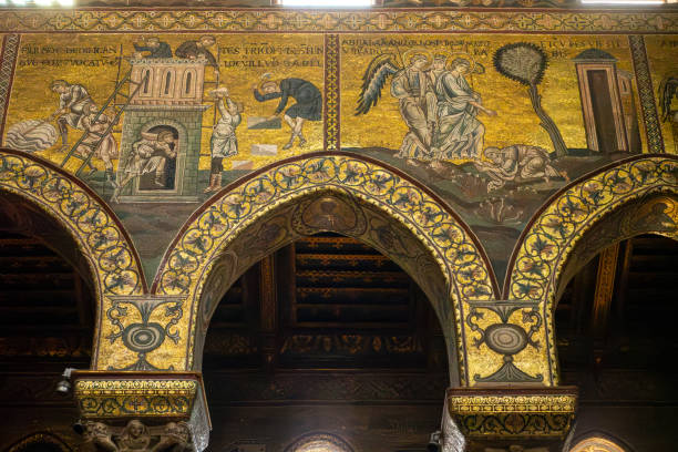 istock Byzantine mosaics and arch, in Monreale Cathedral, Palermo 1963068880