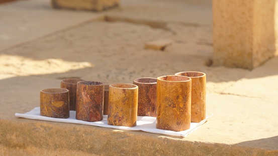 natural fosil stone cups of jaisalmer