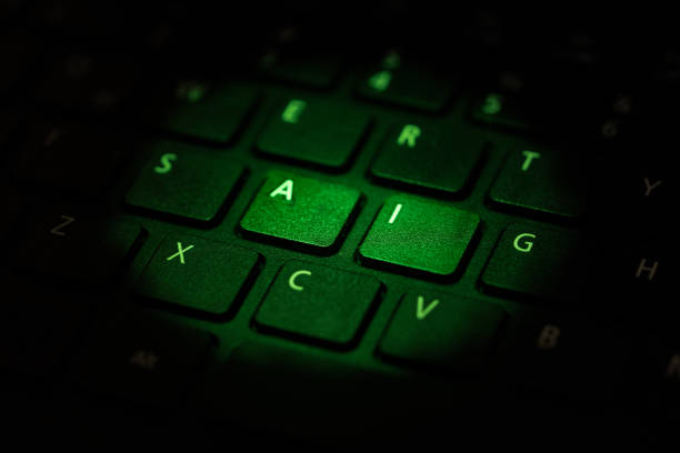istock keyboard being illuminated with green light highlighting letters a i, close up 1963161445
