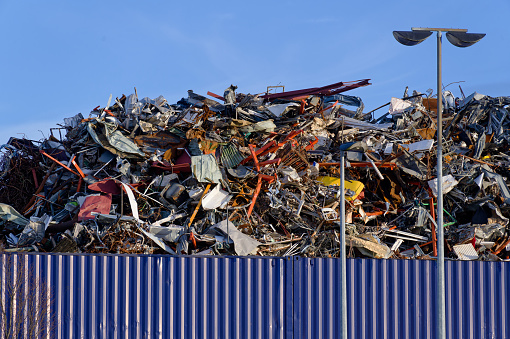 Scrap metal recycling compound viewed from above UK