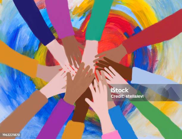 Teamwork Hand Stack Togetherness Stock Illustration - Download Image ...