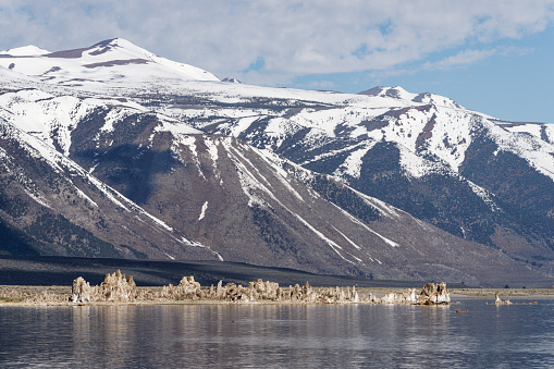 Limestone Tufa formations arise from Mono Lake California