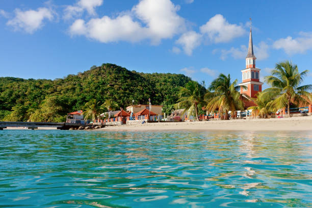 Beach of Les Anses-d'Arlet with it's iconic church, located on the southern part of the island of Martinique.