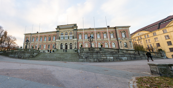 Uppsala, Sweden - november 18 2023: Exterior of Uppsala University Main Building.