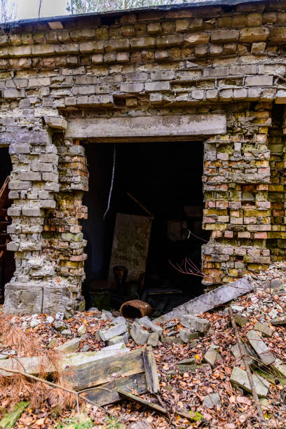 istock Abandoned building in a Chornobyl exclusion zone, Ukraine 1963376489